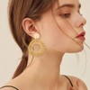 Lightweight Rattan Statement Earrings for Women,Geometric Tassel Woven Boho Earrings