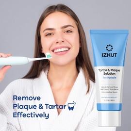 IZKUT Plaque & Tartar Remover Toothpaste for Teeth: Removes Plaque & Controls Tartar Build-up - Long-Lasting Fresh Breath, Deep Cleansing & Gum-Friendly Formula, Enamel Support Toothpaste for Adults & Kids