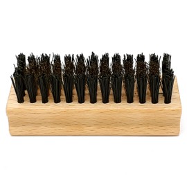 DELARA Suede Brush Made of Wood with Brass Bristles Surrounded by a Wreath of Synthetic Bristles for Cleaning Nubuck Shoes and Suede Bags - Made in Germany