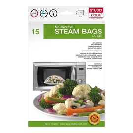 Studio Cook Microwave Steam Bag for Meat Poultry Fish And Vegetable, Fast Easy Way to Cook, Steam Food, Disposable Seal Bags, 15 Pack Large Bag