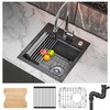 YITAHOME Black Drop In Kitche Sink Workstation, 15" Top Mount