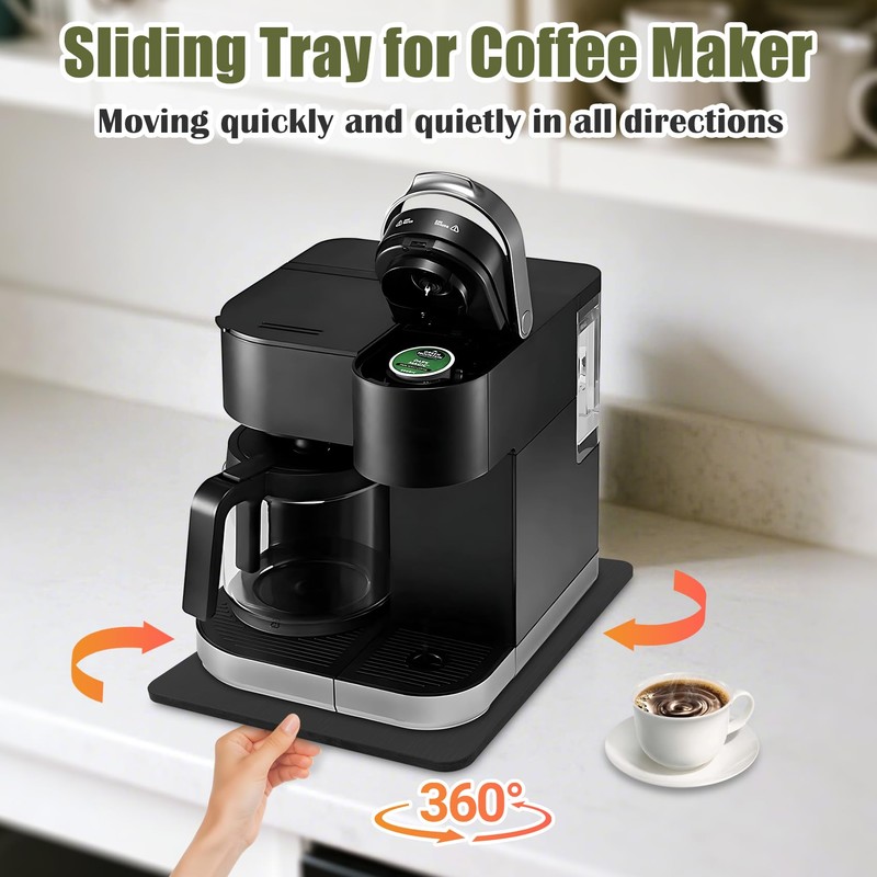 Sliding Tray for Coffee Maker, 360° Rolling Tray Appliance Slider