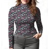 Womens Mock Turtleneck Under Tops(Black Floral,L)