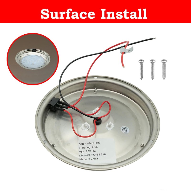 SMIXCTEK Marine Boat Dome Light, Dual Color 5.5" 12V LED