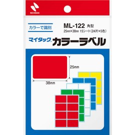 Nichiban ML-122 Color Label, 1.0 x 1.5 inches (25 x 38 mm), Mixed Colors