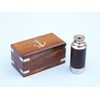 Hampton Nautical Scout's Chrome/Leather Spyglass Telescope with Black Rosewood Box,