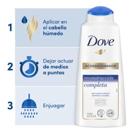 DOVE Acondicionador Dove Reconstrucción Completa para el cuidado del cabello dañado propenso al quiebre, dejándolo más suave y ayudando a que el daño no vuelva* 675 ml