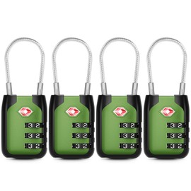 Joyway TSA Approved Luggage Lock, 3 Digit Combination Cable Lock with Alloy Body, Travel Combination Locks for Suitcases, Backpack and Golf Bag (Green, 4Pack)