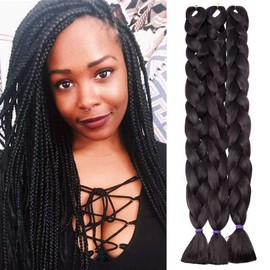 TESS Braids Extensions Synthetic Hair Crochet Jumbo Braids Synthetic Braiding Hairpieces 1 Piece 165 g/Bundle 41 Inches (100 cm) Extensions Dark Brown