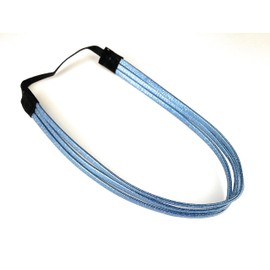 Blue thin skinny triple 3-strand faux leather headband hair band narrow bands stretch