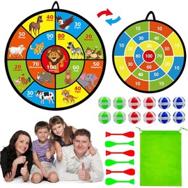 Dart Board with Balls for Kids 3-5： 29" Large Double-Sided Board Games Toys for Kids Ages 4-6 8-12 - Indoor Outdoor Activities Party Games - Birthday Gifts for 3 4 5 6 7 8 9 11 12 Year Old Boys Girls
