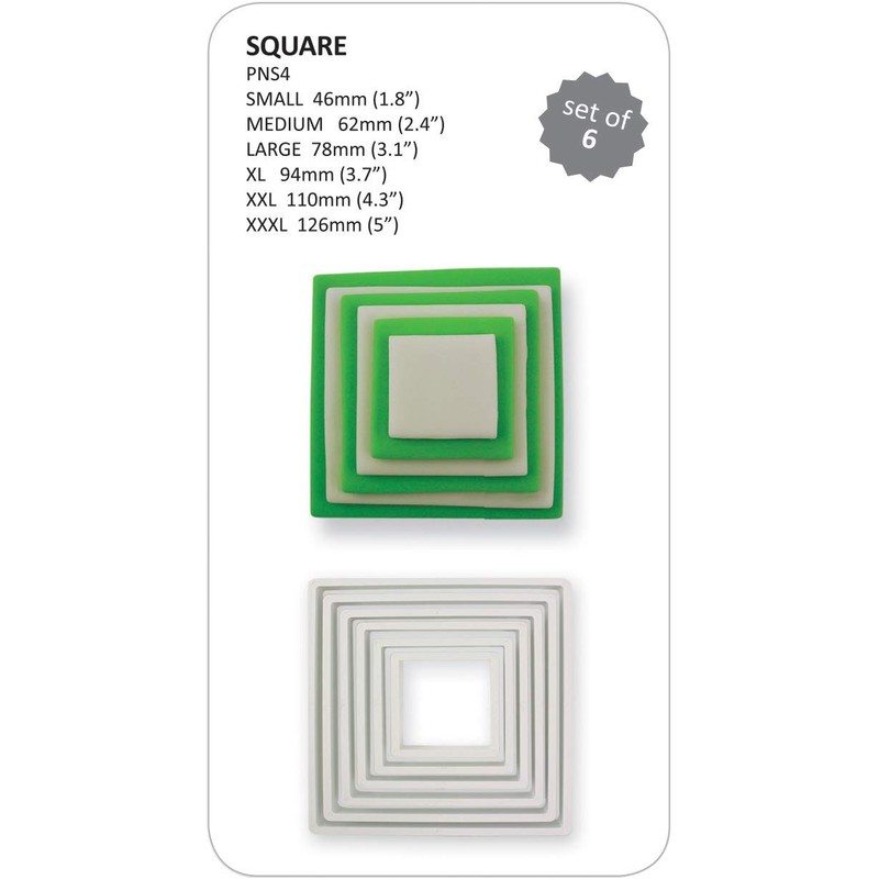 PME PNS4 Square Cutters, Set of 6 White