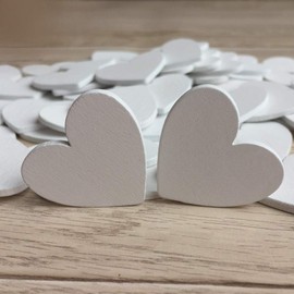 Y&K Homish Wooden Hearts Guest Book Blank Wood Sign Party DIY Pack of 70 PCS (White)