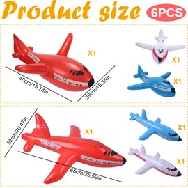 Mssor 6-Pack Inflatable Airplanes for Birthday Party – 3 Colors, 2 Sizes, Airplane Party Supplies for Birthday & Shower Decorations, Fun Aircraft Decorations（16 inch and 23 inch）