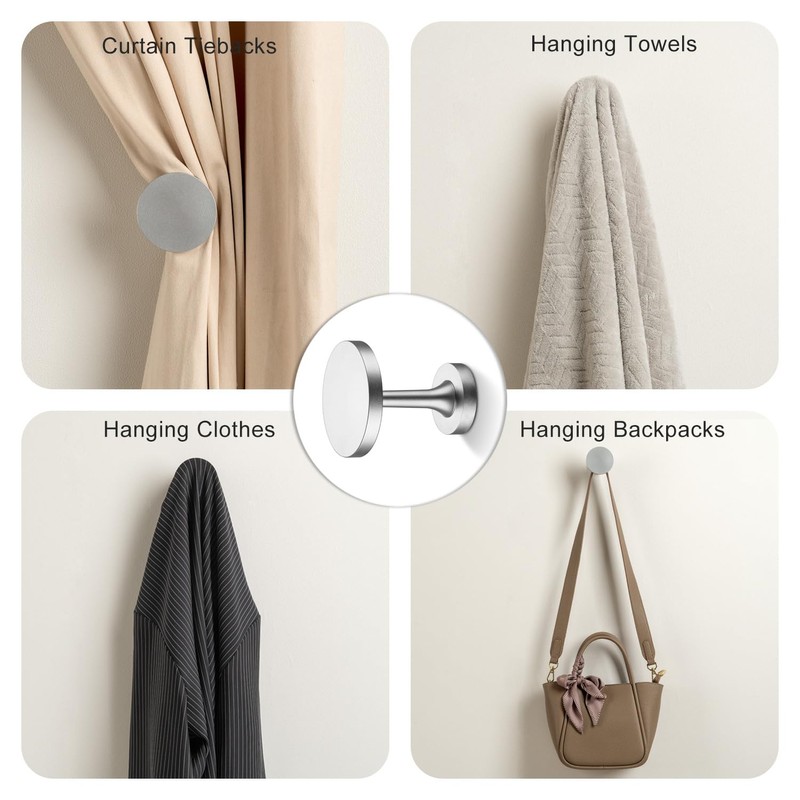 Small Curtain Holdbacks - 2 Pack, Silver Curtain Tiebacks Wall