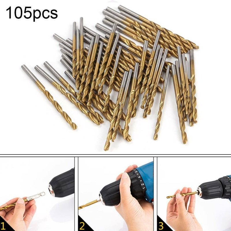 105Piece Drill Bits Set Workshop High Speed Steel HSS 1-10mm