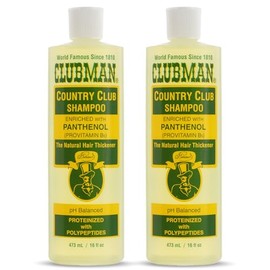 Clubman Champú Country Club – pH equilibrado, enriquecido con pantenol para cabello más grueso, espesante natural para hombres, 16 onzas, paquete de 2