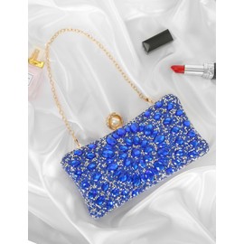 Beaguful - Bolsas de noche para mujer, con diamantes de imitación brillantes, Azul Real