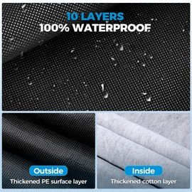 Tsumbay Truck Cover Waterproof All Weather, 10 Layers Outdoor Full Exterior Cover with Rain Sun UV Snowproof Protection with Zipper Cotton, Universal Fits Up to 250 Inch for Automobiles