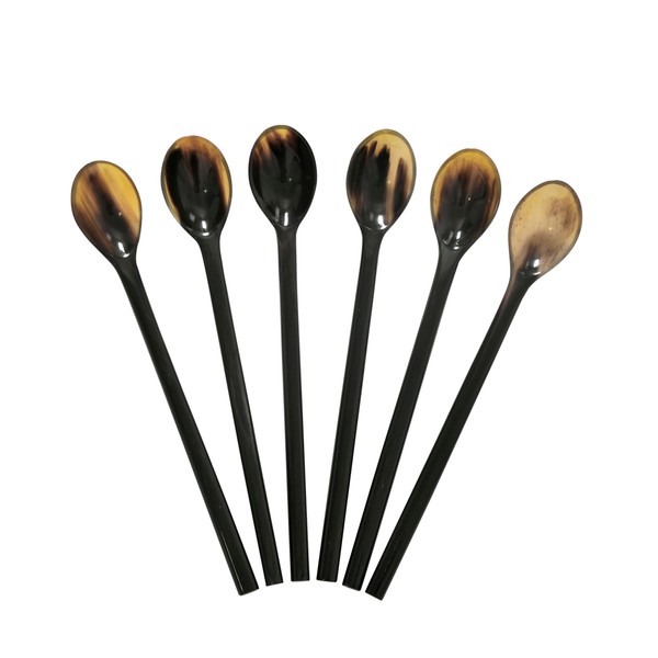 Marycrafts Set of 6 Caviar Spoons Egg Spoons Made of Horn Caviar Spoons Handmade