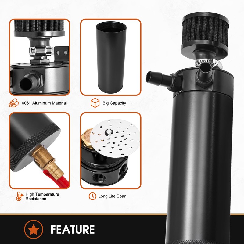 Universal 750m Billet Aluminum 2 Port Baffled Oil Catch Can
