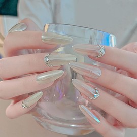 Upgrade Glassy Pearl Nail Powder - High Gloss White Pearlescent Chrome Powder, Clear Moonlight Effect Iridescent Powder for Nails (1pcs Pearl)