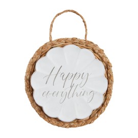 Mud Pie Happy Trivet Set, 9" x 9", WHITE