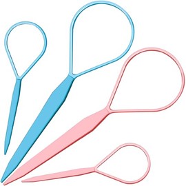 Teenitor 4pcs Pony Hair Tail Tools, 2 Pairs Hair Loop Styling Tool Hair Flipper Pull Through Tool, French Braiding Hair Tool Hair Accessories for Wome