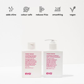 evo Smoothing Hair Care Routine Bundle: Mane Tamer Smoothing Shampoo & Conditioner - Cleans, Smooths, and Strengthens Hair While Reducing Frizz - 300ml / 10.1 fl.oz