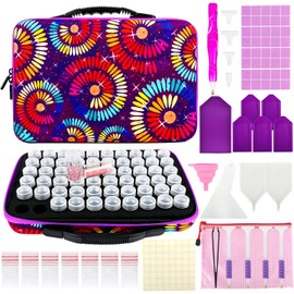 Diamond Painting Storage Containers, 60 Slots Diamond Painting Accessories Kits with Tools, Diamond Storage Case for Diamond Art Craft Jewelry Beads Rhinestones Organizer…