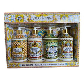 Home and Body Company Hand Soap Villa Flora Collection 16 FL/473ml Bottles infused with Essential Oils (SET OF 4) Sea Salt Verbena, Coconut Citrus, Orchid Vanilla, and White Jasmine