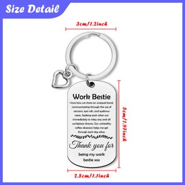Work Bestie Gift for Women Funny Coworker Keychain Colleague Keyring for Best Friend Retirement Leaving Jewelry for Coworkers Female Anniversary Work Gifts Office Thank You Appreciation Keychain