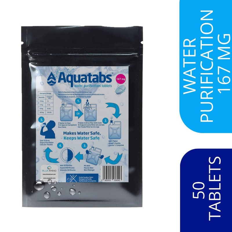 Aquatabs NaDCC 167 MG x 50 World's #1 Water Purification