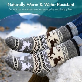 Angora Wool Socks - Machine Washable Dry-Foot Fuzzy Warm Breathable Soft Unisex Indoor/Outdoor Socks for Women and Men - Viola