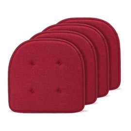 Tromlycs Dining Room Chair Cushions Set of 4 for Dining Kitchen Chairs Pads Seat Cushions Indoor Non Slip U Shaped 17 x 16 Inch Red