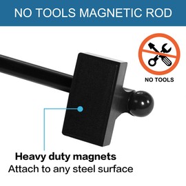 H.VERSAILTEX Magnetic Curtain Rods 2 Pack for Metal Doors and Windows, Multi-Use Adjustable Magnetic Rods for Small Windows Cafe Sidelight and Iron Steel Places (9 to 16 Inch, Black,1/2 Inch Diameter)