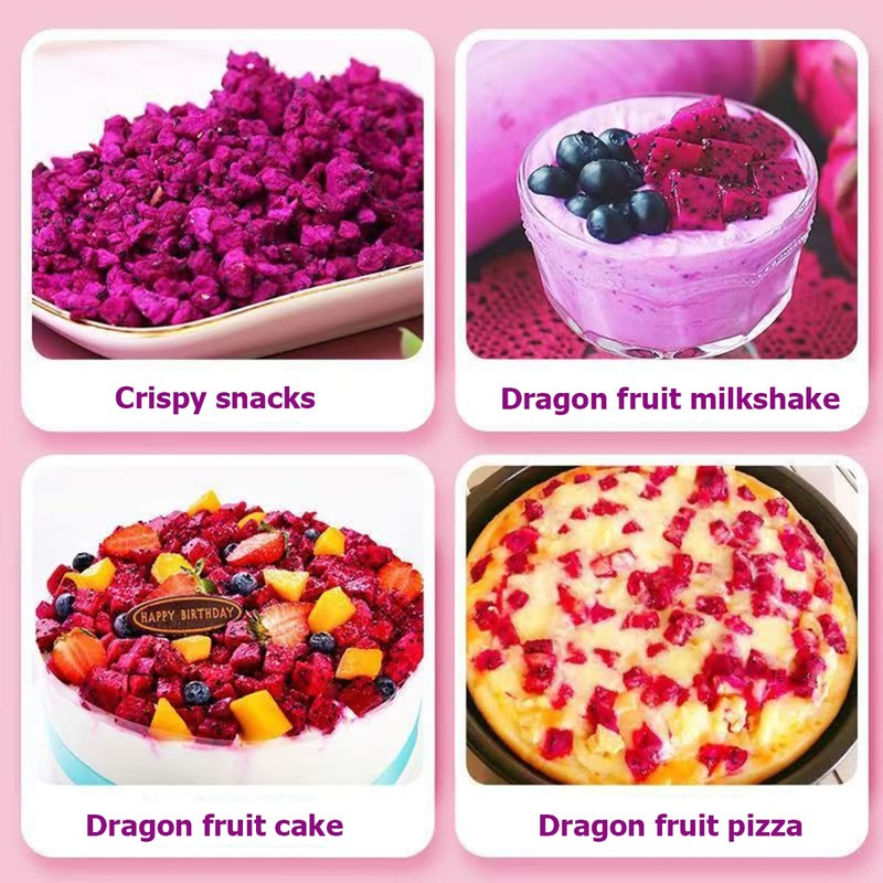Dried Diced Dragon Fruit 4.93OZ/140G Dried Dragon Fruit Chips Snack,Cubes,