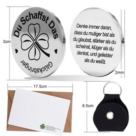 XIAONIU Du Schaffst Das Glücksbringer Silver Good Luck Gifts New Year Lucky Charm Lucky Coin for Exam Passed Inspirational Gift Stainless Steel Double-Sided Round Lucky Coin