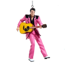 Kurt Adler Decorative Hanging Figurine Christmas Ornament, 4 Inch Acrylic, Elvis in a Pink Suit