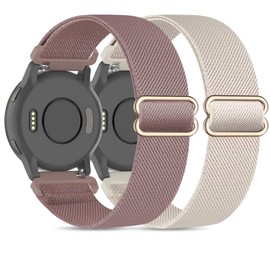 Kollody 2 Pack Stretchy Nylon Watch Bands Compatible with Garmin Venu/Venu Sq,20mm Loop Soft Elastic Straps for Garmin Vivoactive 3/5,Venu 2 Plus/sq 2,Forerunner 165/645/55/245 Music Women Men
