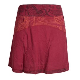 Vishes Alternative Clothing Short Layered-Look Cotton Skirt, Printed, Wide Waistband with Pockets - A-Line 40