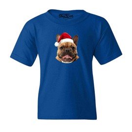 Custom Cats and Dogs Pet Photo with Santa Hat Funny Christmas Child's T-Shirt Kids Tee Youth X-Small Royal Blue