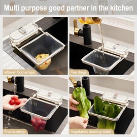 Strainer for Sink Made of Iron, Sink Strainer, Removable, Adsorbable Sink Strainer for the Kitchen with 50 Filter Bags, Sink Strainer, Kitchen for Filtering Vegetables, Fruits, Kitchen Waste (Silver