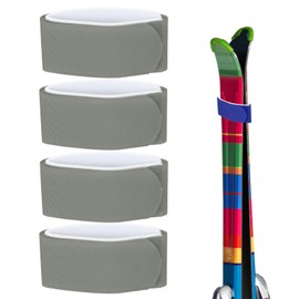 TIXIPEM Ski Fastener Straps [4Pcs] - Winter Sports Accessories Carrier Strap with Protective Pad Use for Carrying Ski Boards & Pole - [Gray] Adjustable Hook and Loop Tape