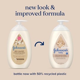 Johnsons Skin Nourish Locin hidratante para bebs para piel seca con aromas de vainilla y avena, 16.9 fl. onz                                          