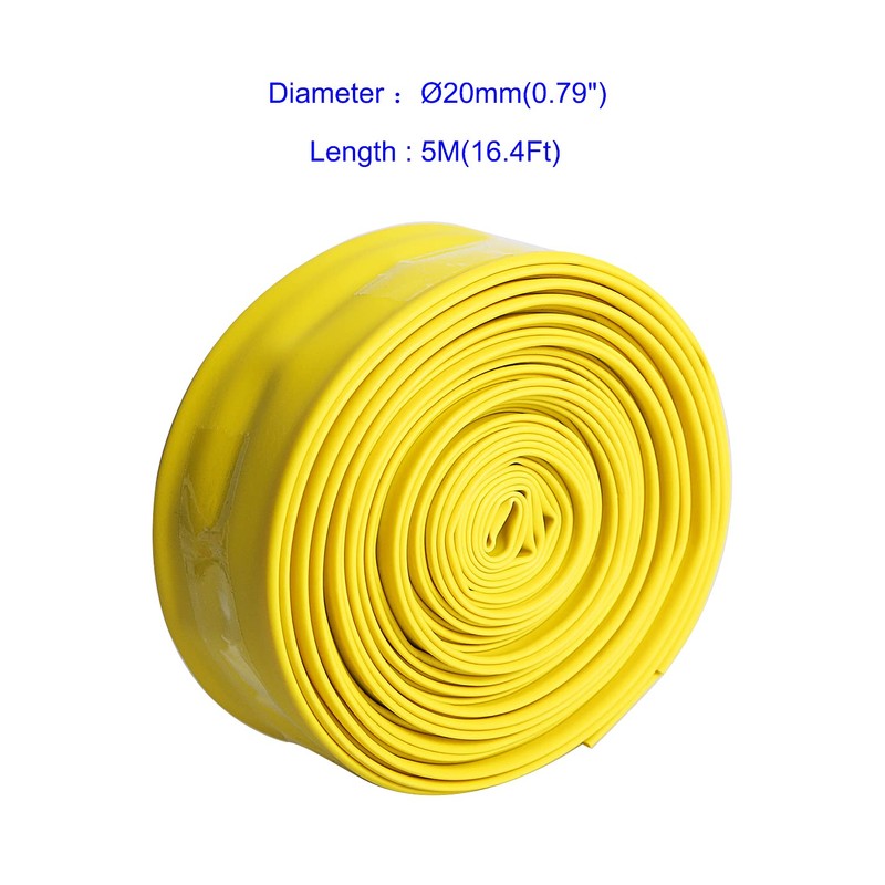 Aoje-Link 20mm ID Yellow Heat Shrink Tubing 5M (16.4Ft) 1pcs