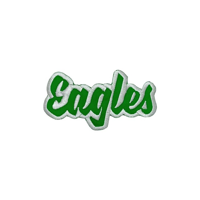 (2"x4") Eagles, Team Spirit, Embroidered, Iron on Patch (Green Twill/White