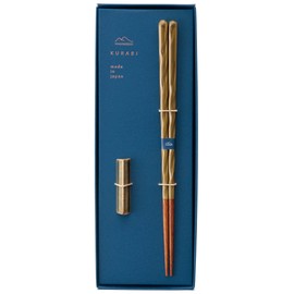 Kurabi Chopsticks, Dishwasher Safe, 9.1 inches (23 cm), Chopsticks Rest Set, Green Glaze, Gift Set, Made in Japan
