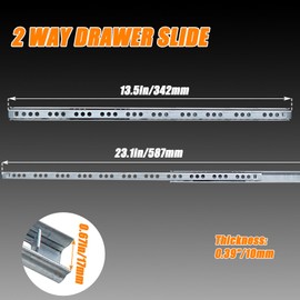 Luomorgo 2 Pcs Metal Drawer Slides, 13.5 Inch Drawer Slide, Ball Bearing Drawer Slides Two Way Slide Track Rail, Heavy Duty Dresser Drawer Slides for Kitchen Cabinet