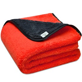 Towelogy Microfibre Car Drying Towel Extra Large 800GSM Dual Sided Super Absorbent Soft Detailing Car Cloths (Red, XXL, 90x60cm)